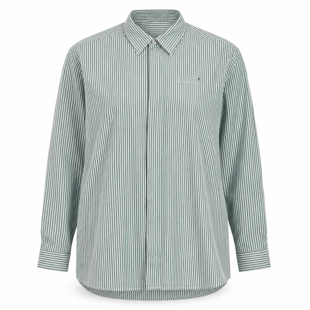 Dimensions Womens Green Striped Cotton Basic Button-Up Size 16 Collared