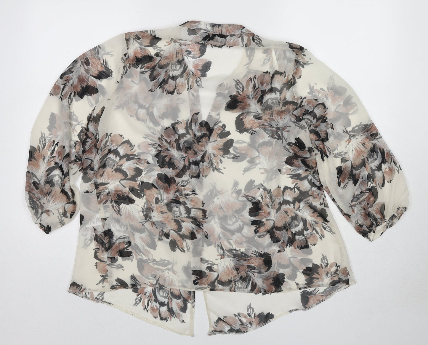 Wallis Womens Multicoloured Floral Polyester Basic Button-Up Size M V-Neck