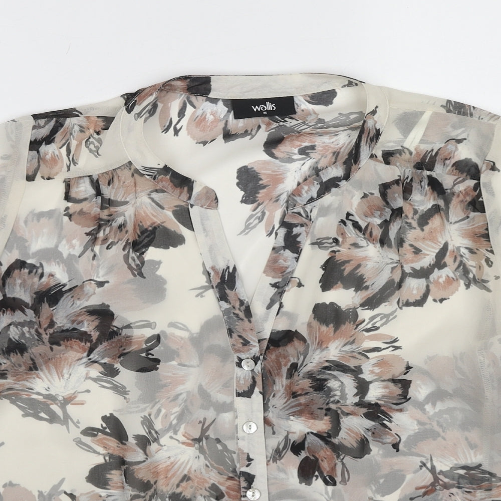 Wallis Womens Multicoloured Floral Polyester Basic Button-Up Size M V-Neck
