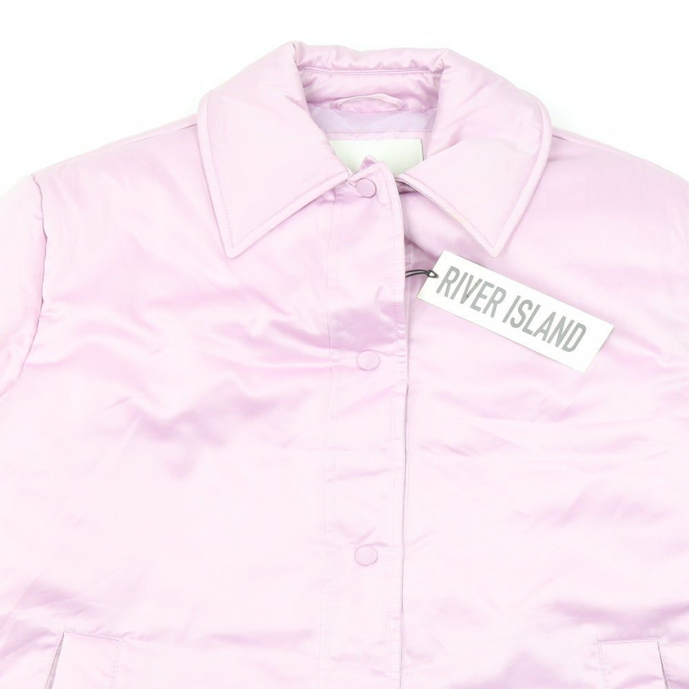 River Island Womens Pink Jacket Size S Snap