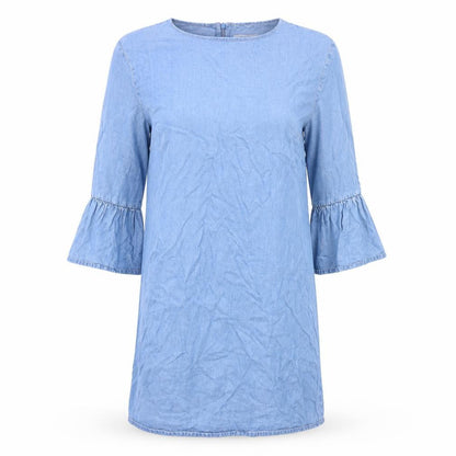 Zara Womens Blue Lyocell A-Line Size S Round Neck Zip