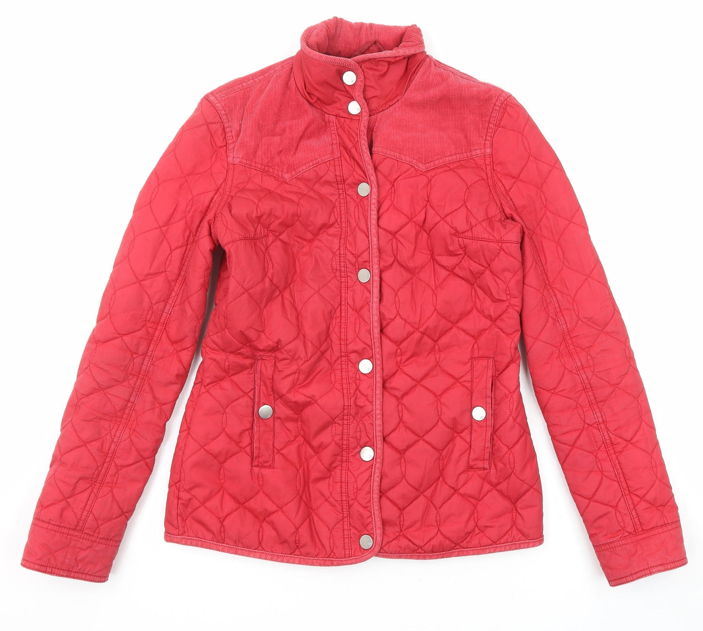NEXT Womens Red Quilted Jacket Size 6 Snap