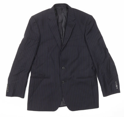 Next Mens Blue Striped Wool Jacket Suit Jacket Size 40 Regular