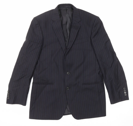 NEXT Mens Blue Striped Wool Jacket Suit Jacket Size 40 Regular