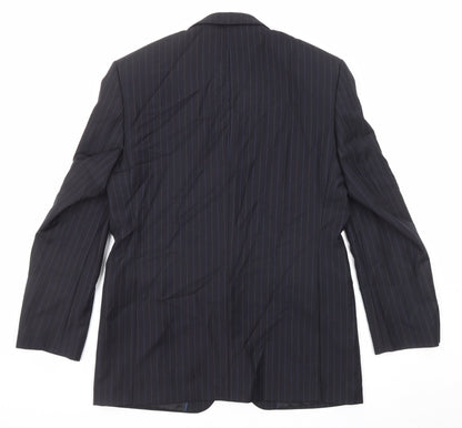 Next Mens Blue Striped Wool Jacket Suit Jacket Size 40 Regular