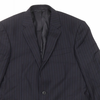 Next Mens Blue Striped Wool Jacket Suit Jacket Size 40 Regular