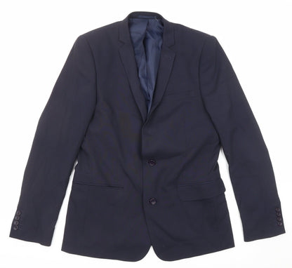 Additional front view of ASOS men’s blue polyester jacket suit jacket, size 40, regular