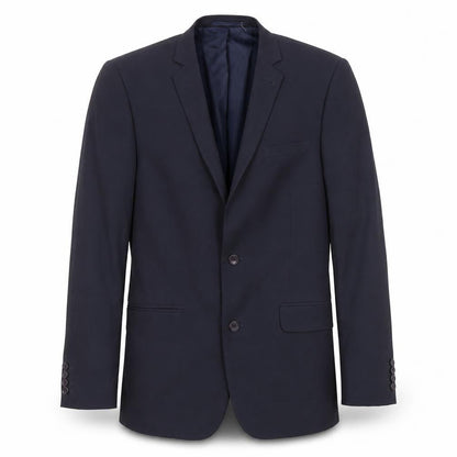 Front view of ASOS men’s blue polyester jacket suit jacket, size 40, regular