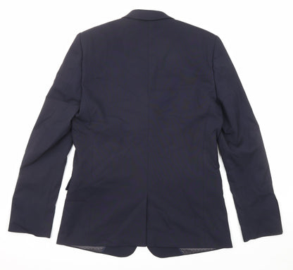 Back view of ASOS men’s blue polyester jacket suit jacket, size 40, regular