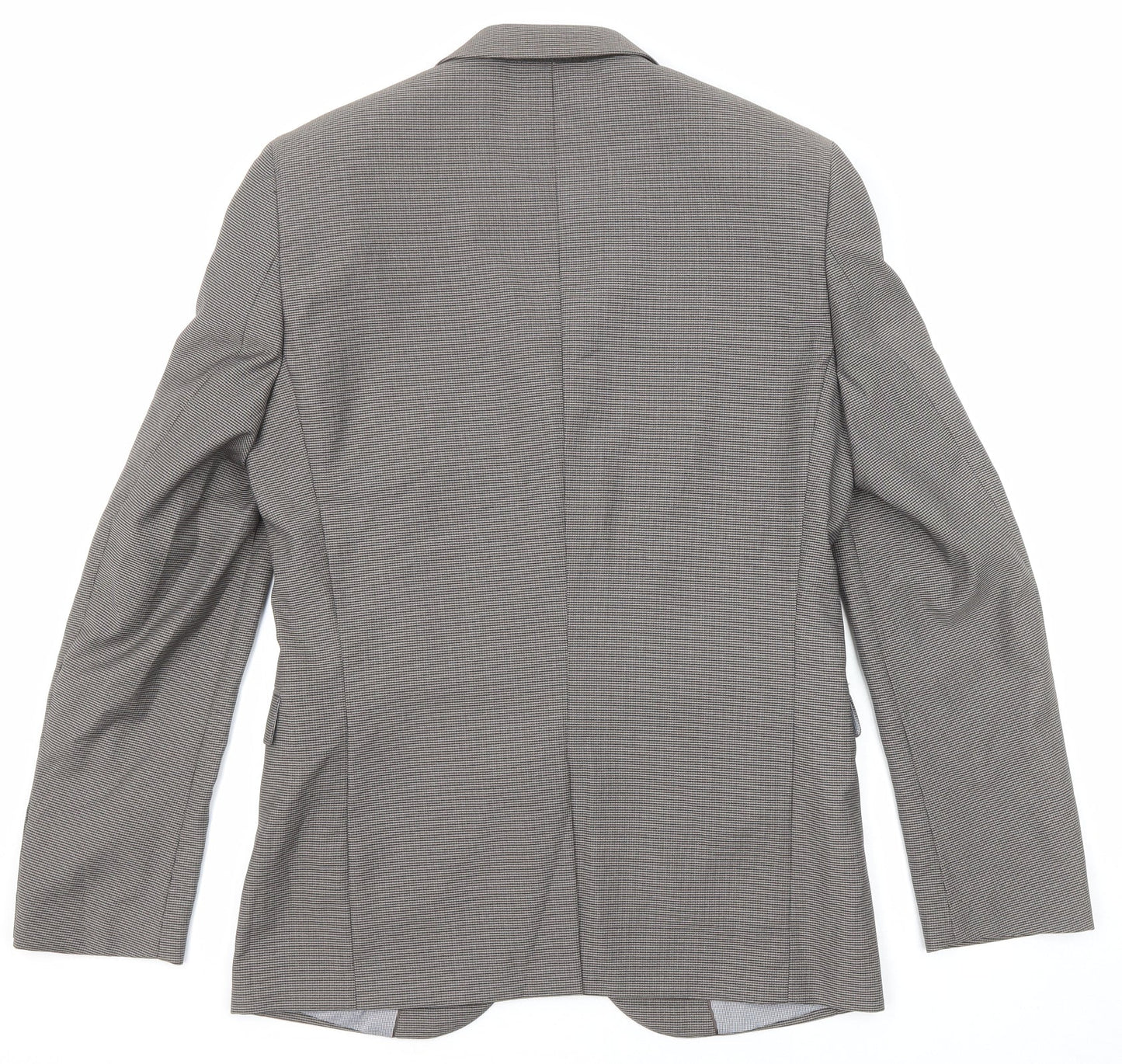 NEXT Mens Grey Geometric Polyester Jacket Blazer Size 38 Regular