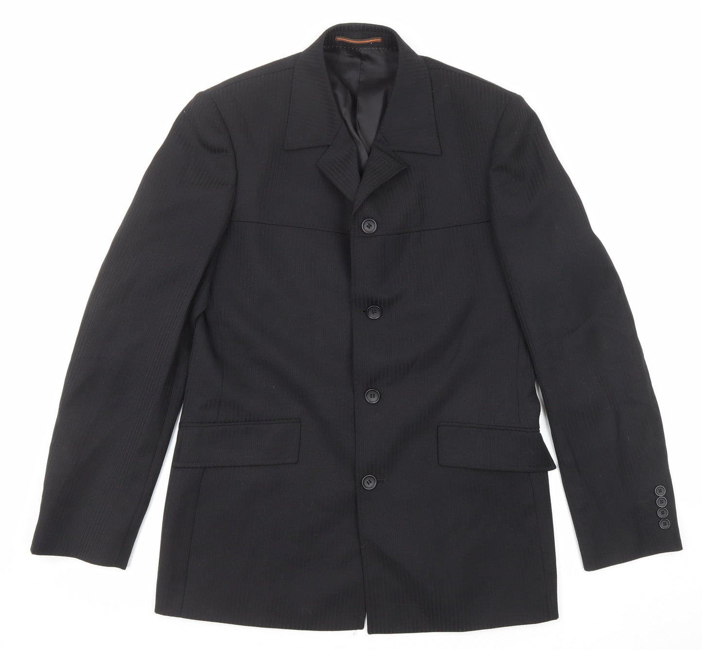 Topman Mens Black Polyester Jacket Suit Jacket Size 40 Regular