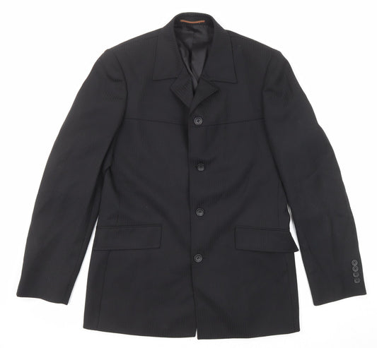 Topman Mens Black Polyester Jacket Suit Jacket Size 40 Regular