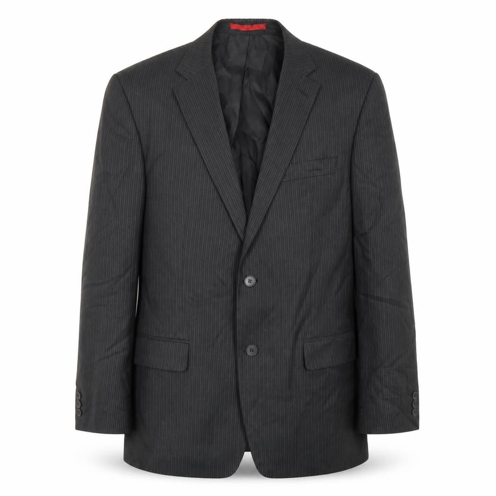 Burton Mens Black Striped Polyester Jacket Suit Jacket Size 40 Regular