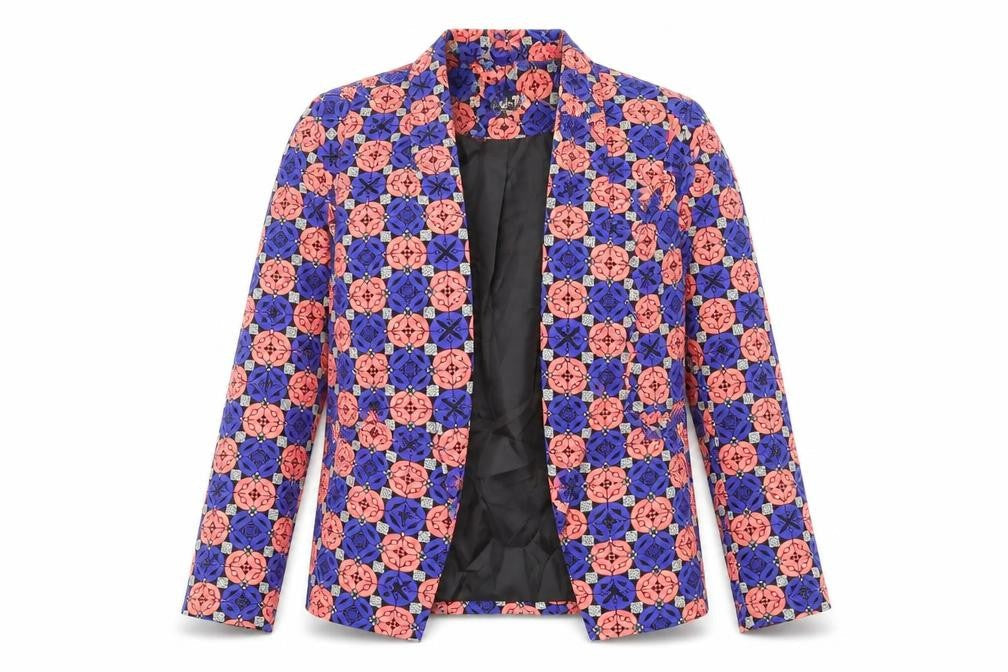 Ribbon Womens Multicoloured Geometric Jacket Blazer Size 10