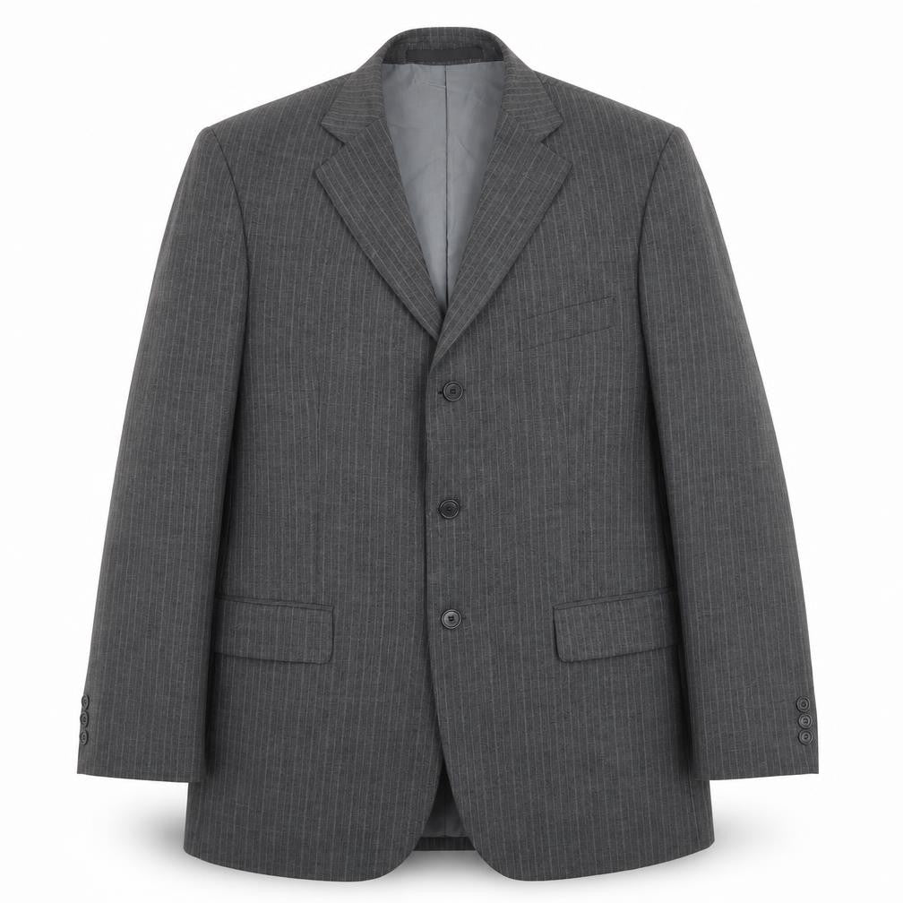 Marks & Spencer Mens Grey Striped Polyester Jacket Suit Jacket Size 40 Regular
