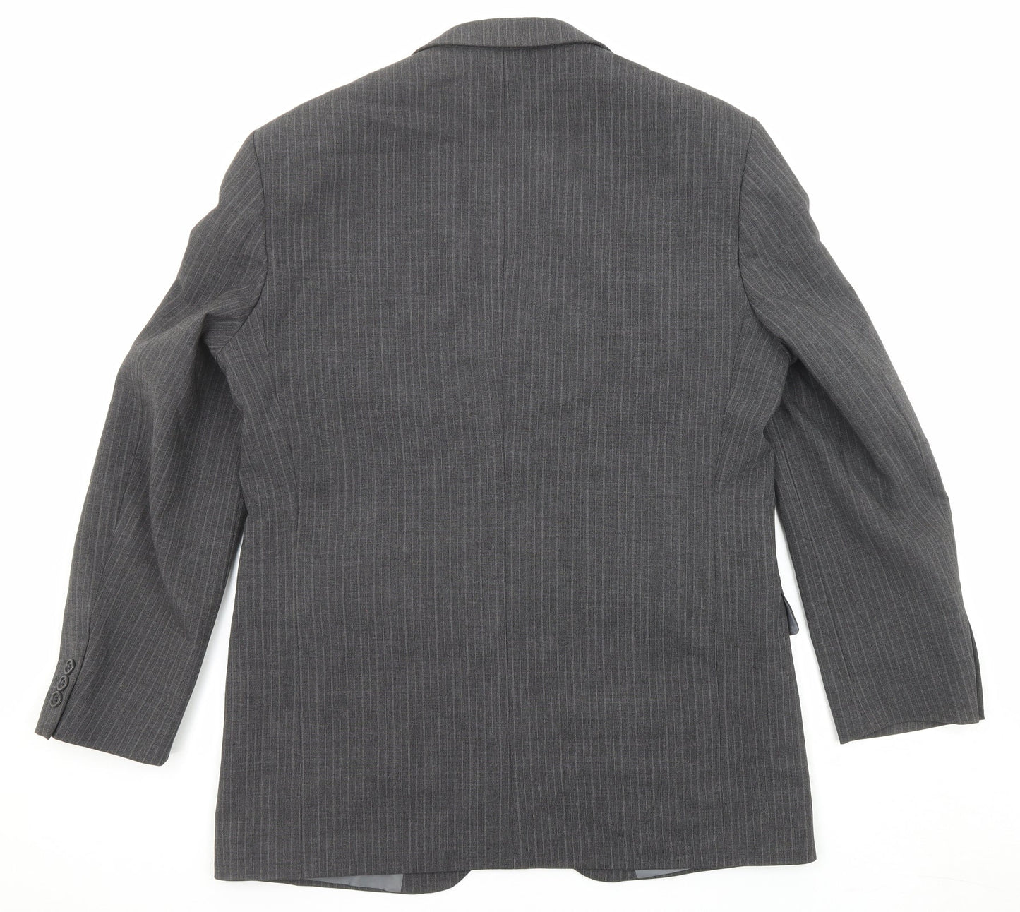 Marks and Spencer Mens Grey Striped Polyester Jacket Suit Jacket Size 40 Regular