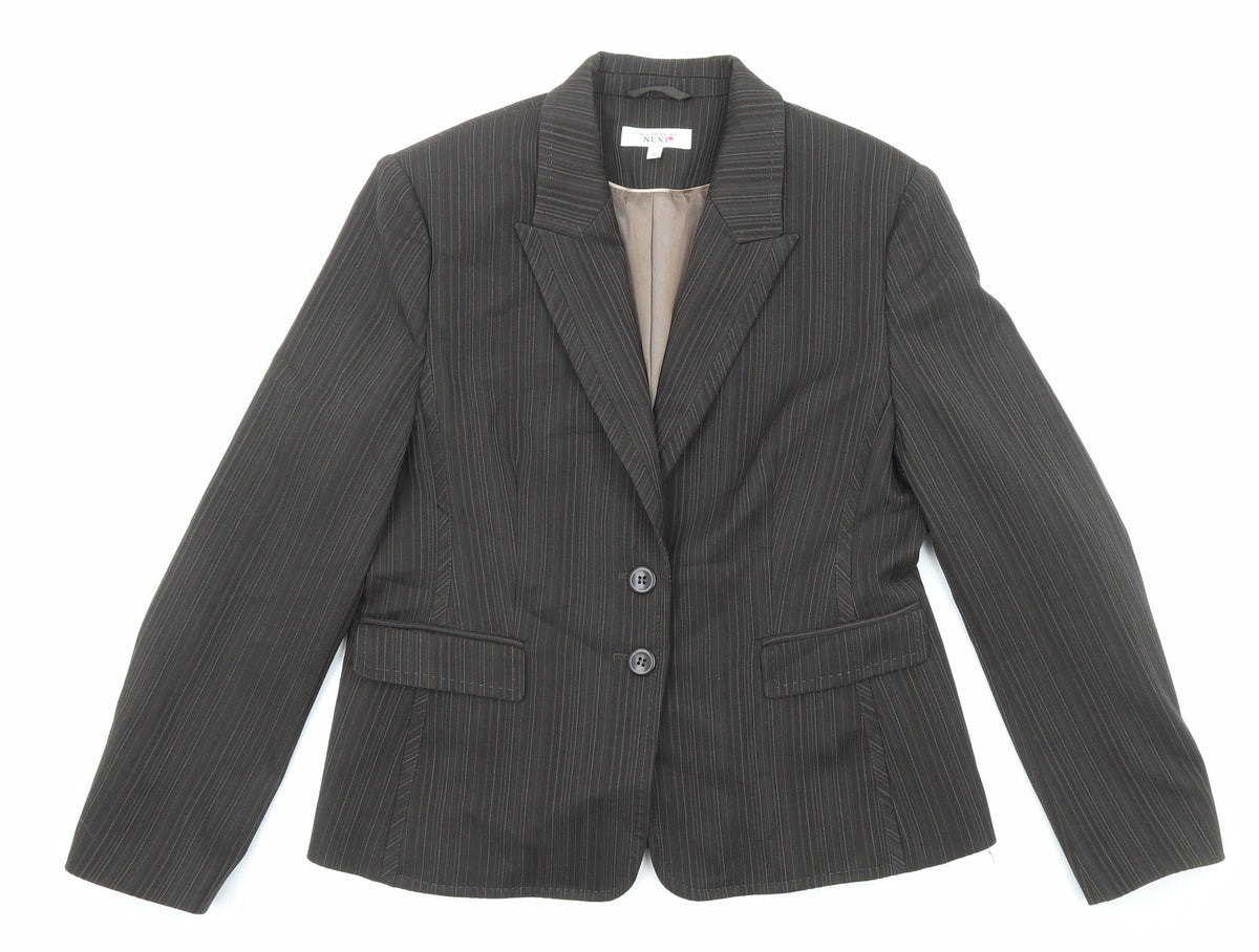 Next Womens Brown Pinstripe Polyester Jacket Blazer Size 16
