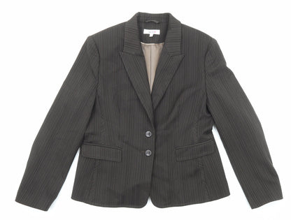 Next Womens Brown Pinstripe Polyester Jacket Blazer Size 16