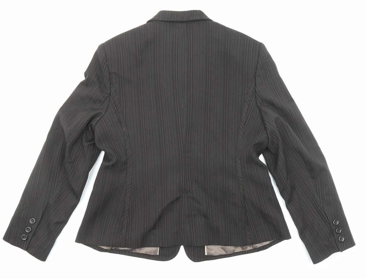 Next Womens Brown Pinstripe Polyester Jacket Blazer Size 16