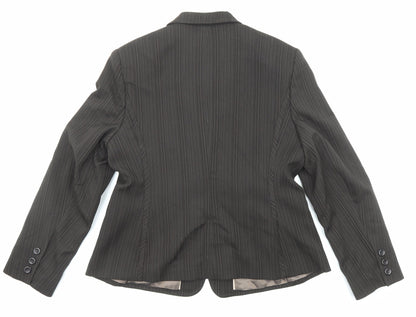 Next Womens Brown Pinstripe Polyester Jacket Blazer Size 16