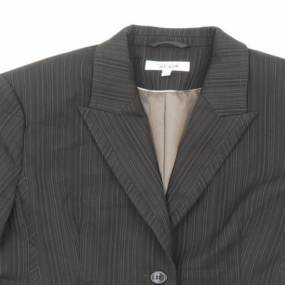 Next Womens Brown Pinstripe Polyester Jacket Blazer Size 16