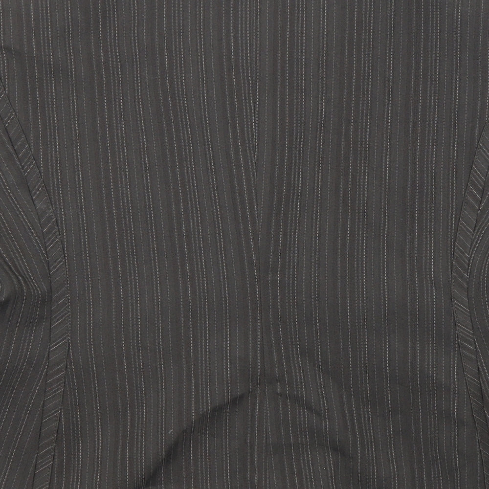 Next Womens Brown Pinstripe Polyester Jacket Blazer Size 16