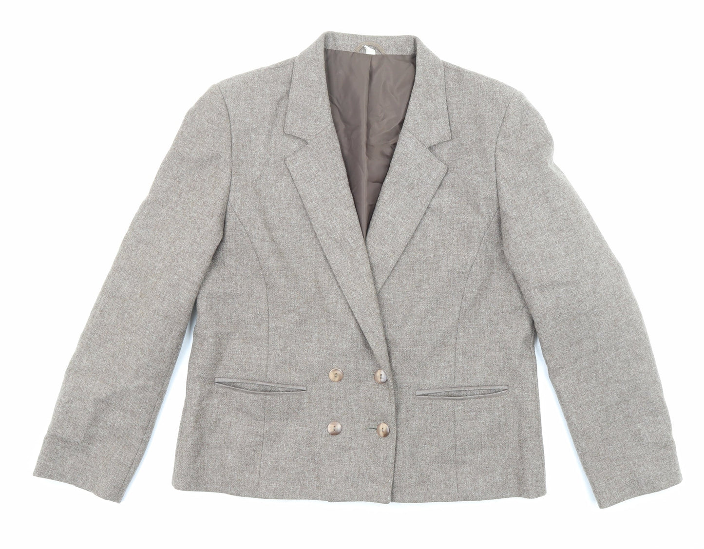 EWM Womens Beige Jacket Blazer Size 14 Button