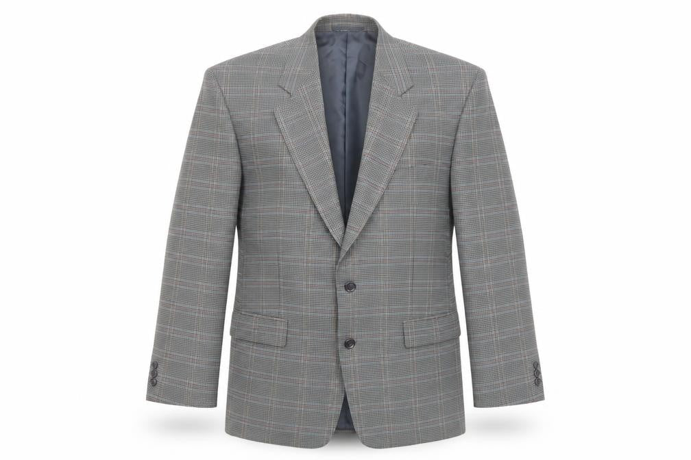 Berkertex Mens Grey Plaid Viscose Jacket Blazer Size 42 Regular
