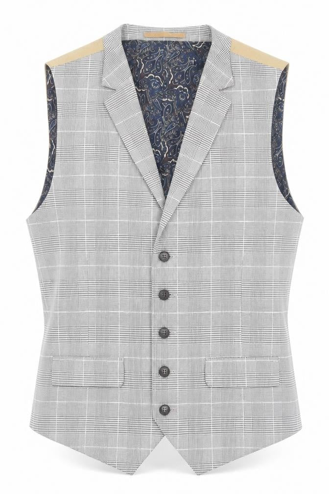 Burton Mens Multicoloured Plaid Polyester Jacket Suit Waistcoat Size 40 Regular