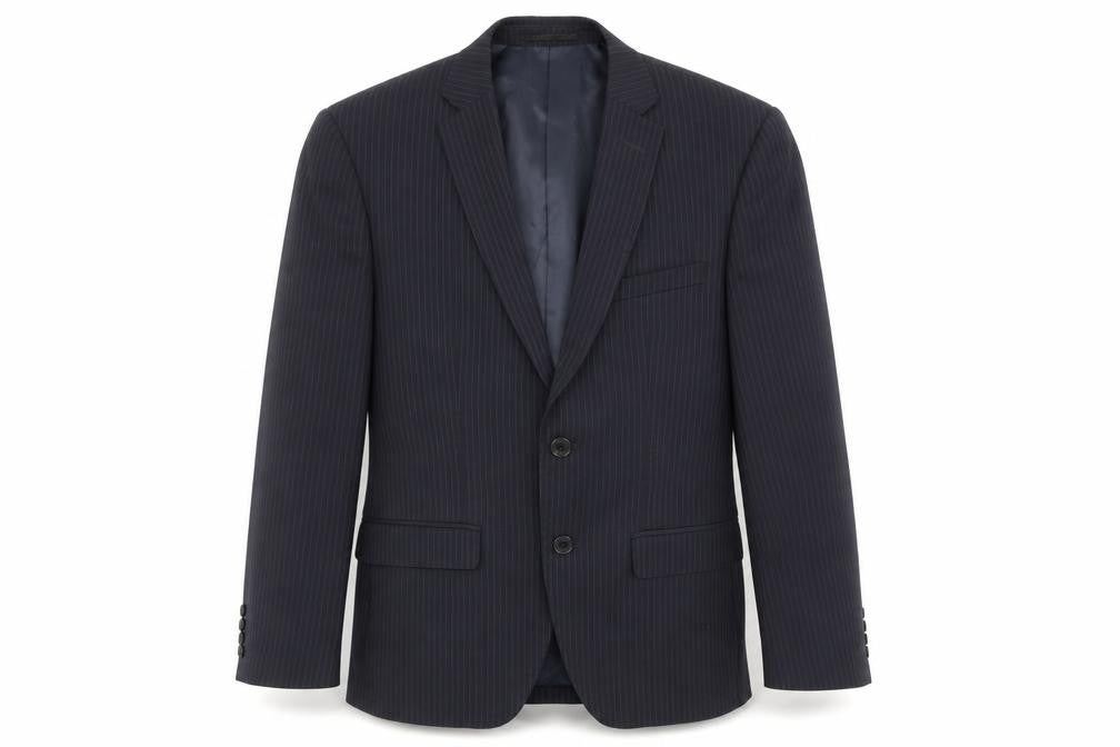 French Connection Mens Black Striped Polyester Jacket Suit Jacket Size 38 Regular