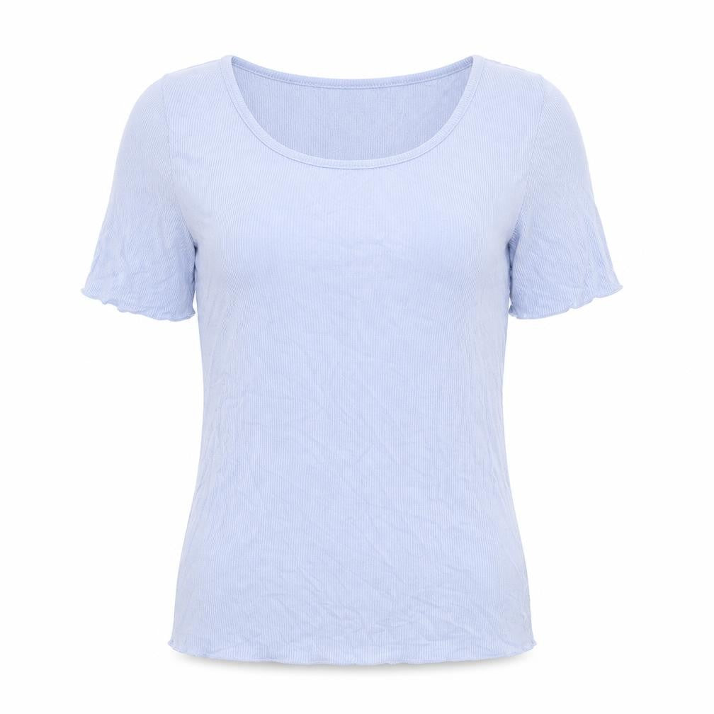 Brave Soul Womens Blue Viscose Basic T-Shirt Size M Round Neck