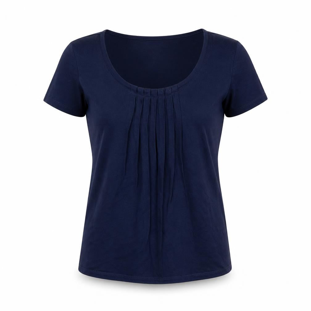 M&Co Womens Blue Viscose Basic T-Shirt Size 8 Scoop Neck