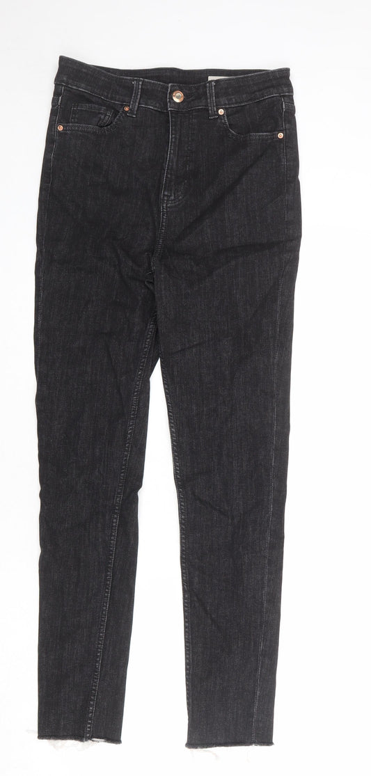 Marks and Spencer Womens Black Cotton Skinny Jeans Size 10 Regular Zip