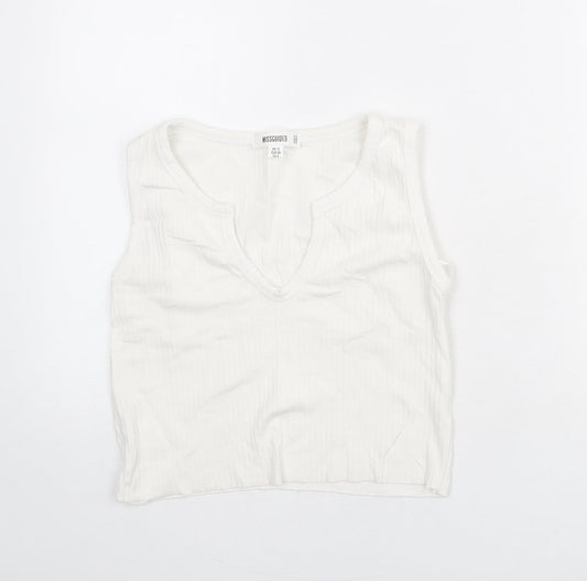 Missguided Womens White Polyester Cropped Tank Size 12 V-Neck