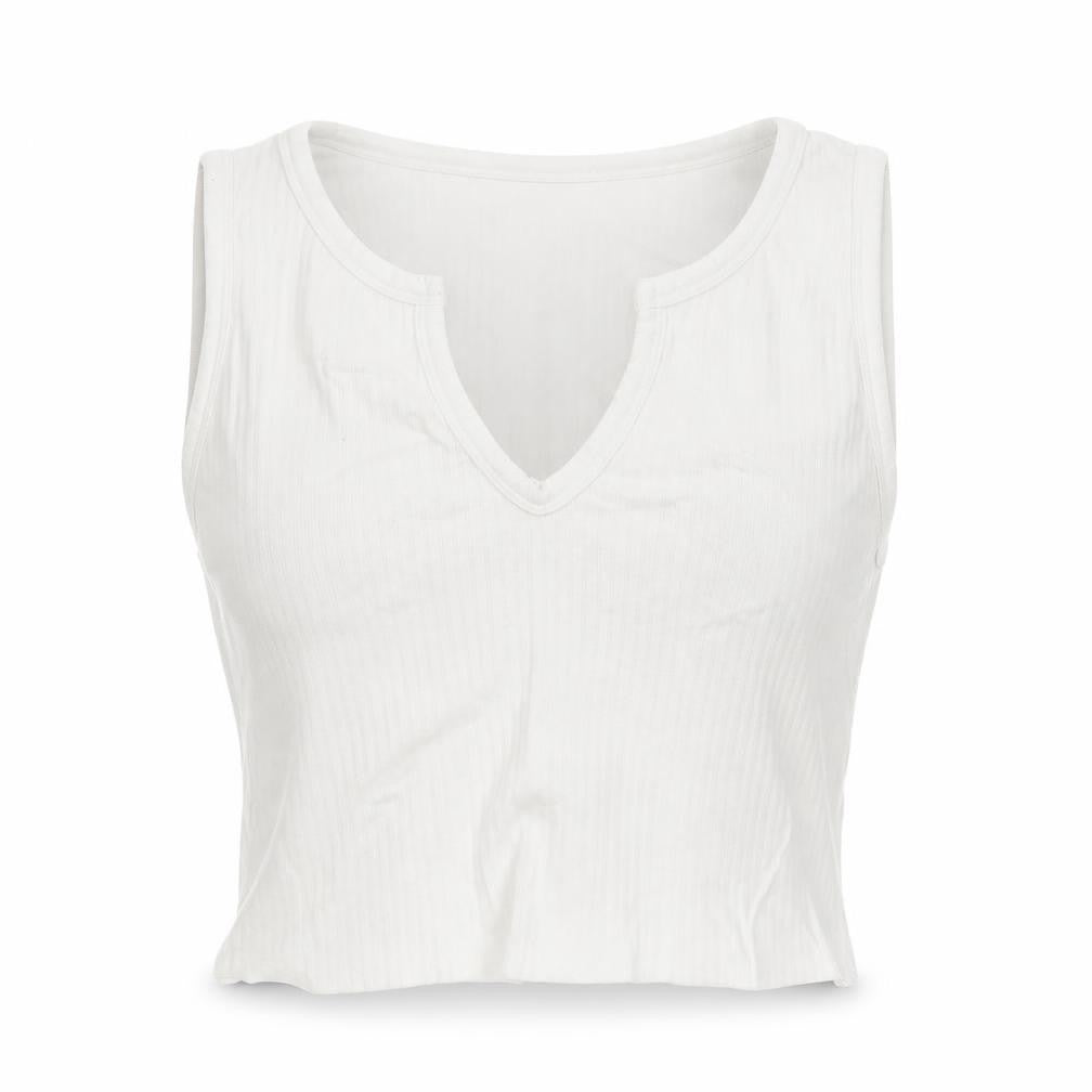 Missguided Womens White Polyester Cropped Tank Size 12 V-Neck