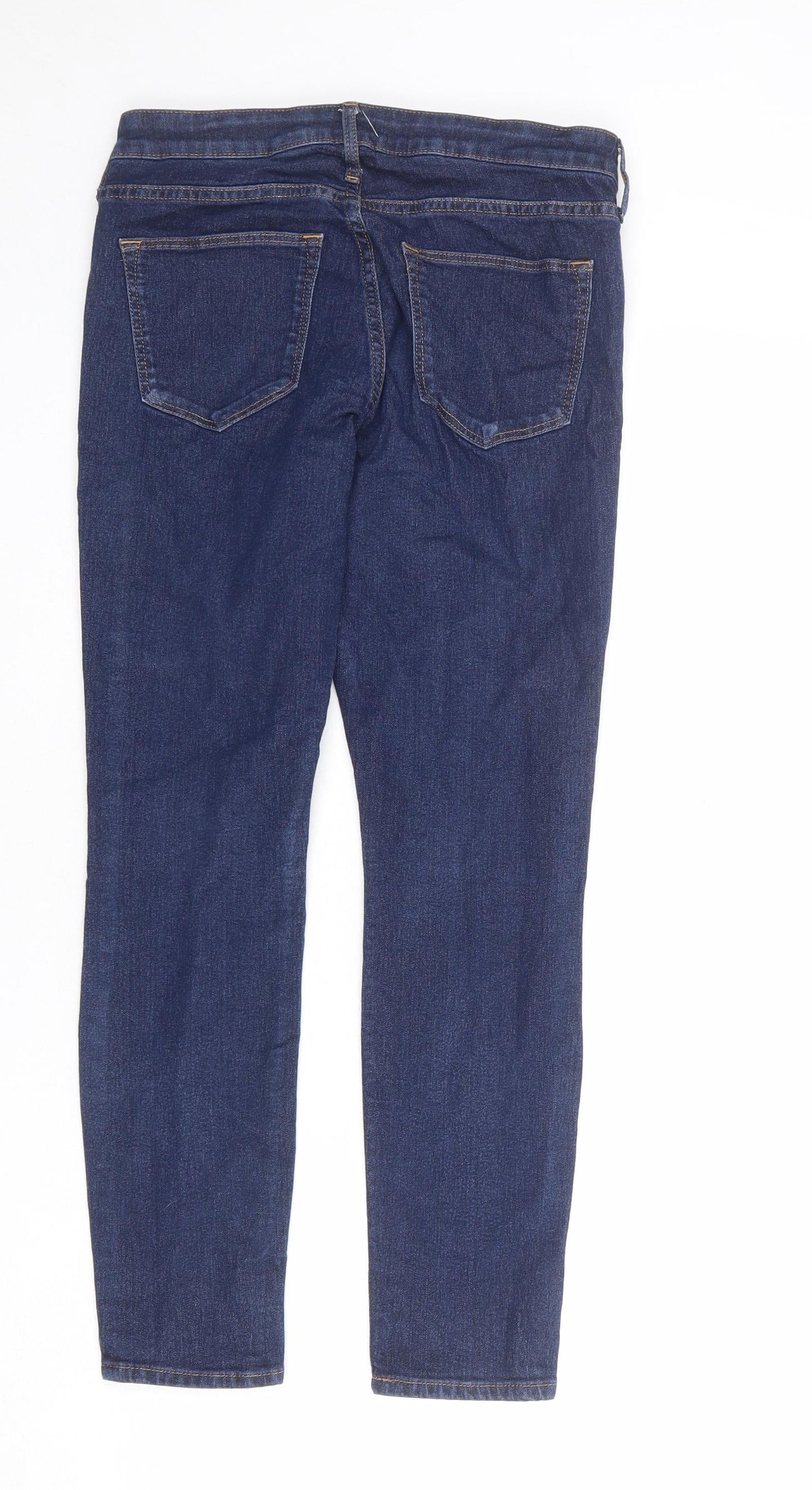 H&M Womens Blue Cotton Skinny Jeans Size 10 L25 in Regular Zip