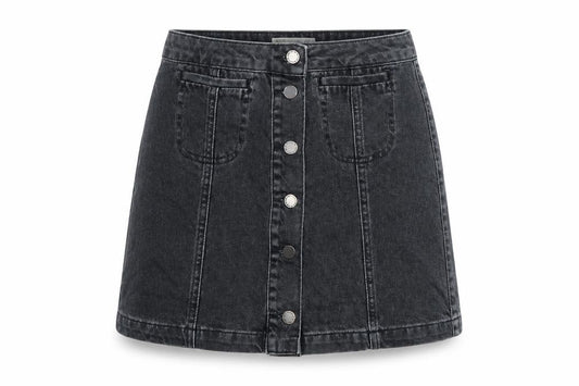 Topshop Womens Grey Cotton Mini Skirt Size 26 in Button