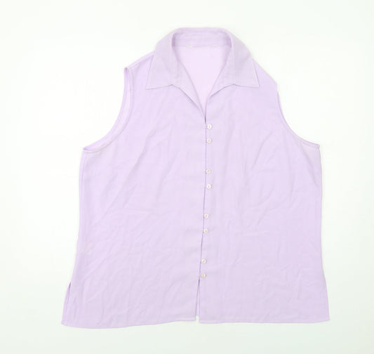 Isabelle Womens Purple Polyester Basic Button-Up Size 2XS Collared