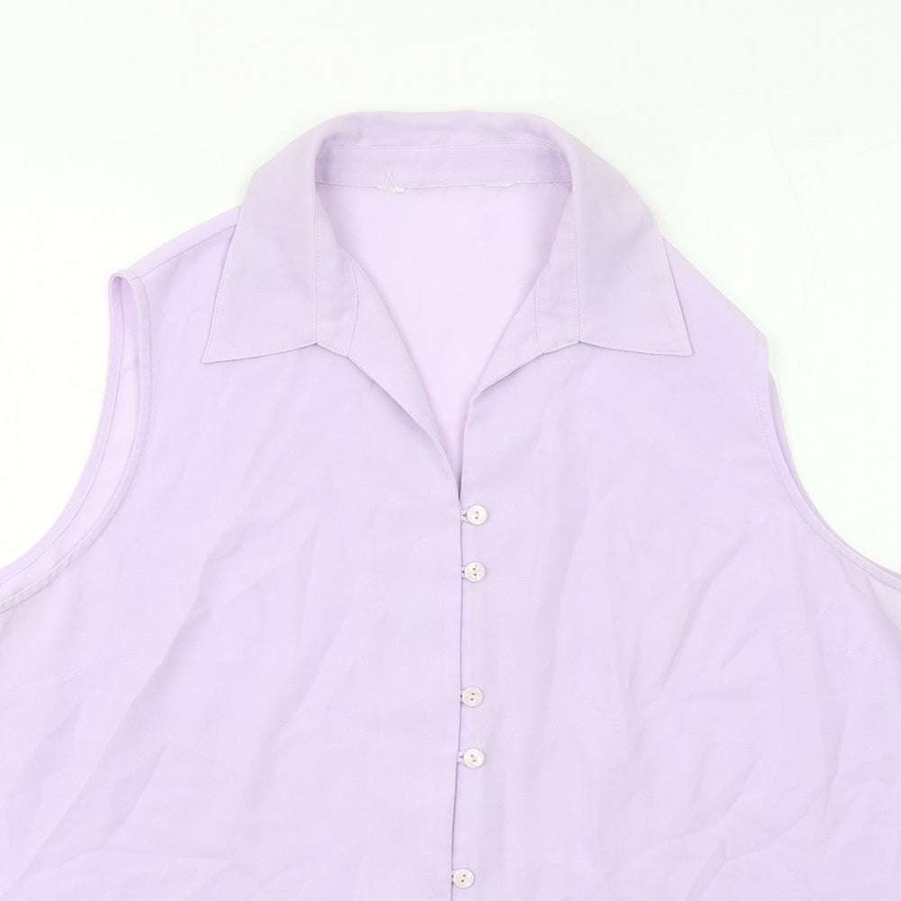 Isabelle Womens Purple Polyester Basic Button-Up Size 2XS Collared