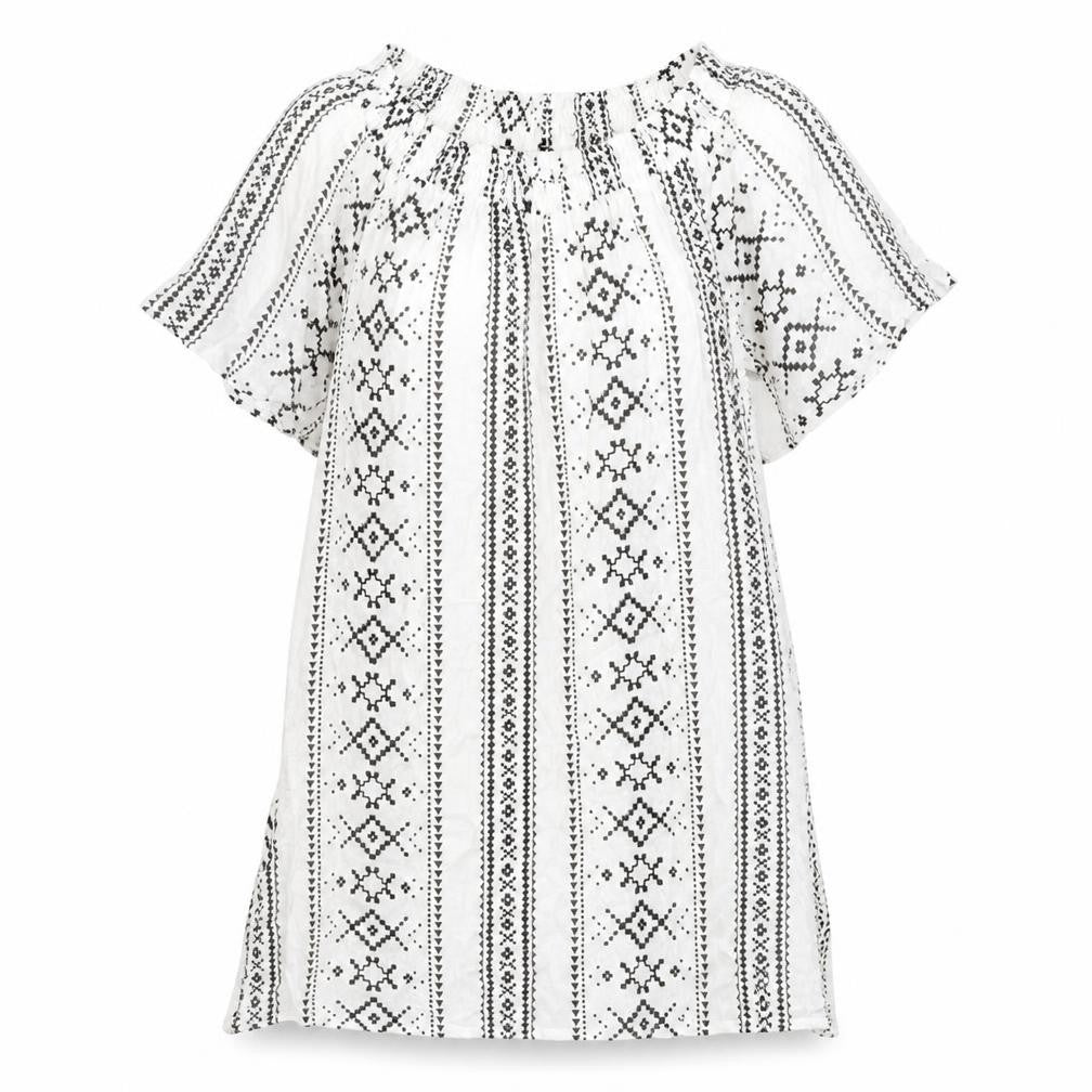 New Look Womens White Geometric Viscose A-Line Size S Boat Neck Pullover