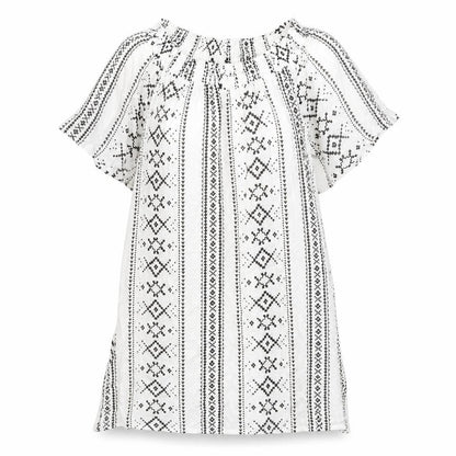 New Look Womens White Geometric Viscose A-Line Size S Boat Neck Pullover