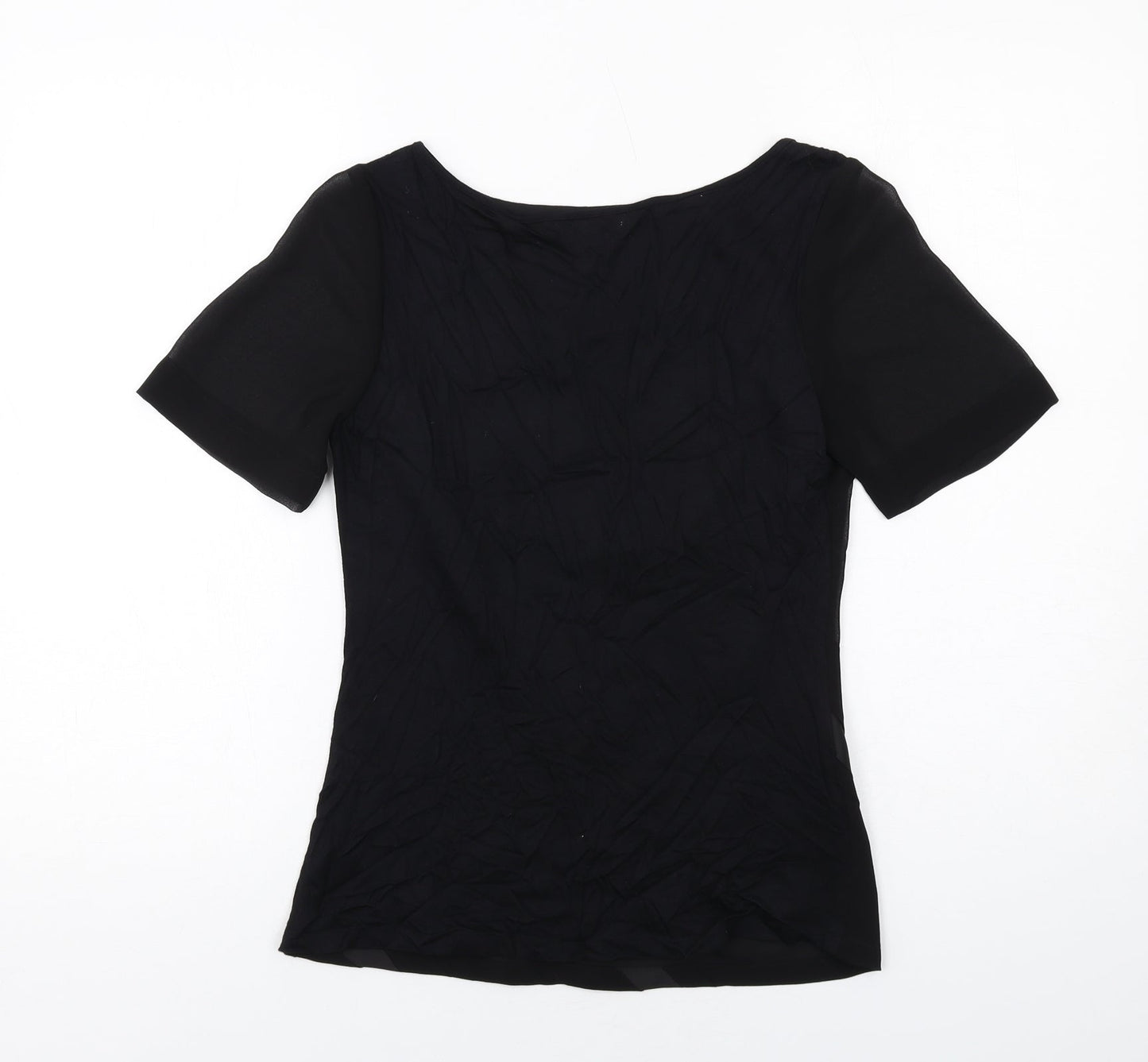 Coast Womens Black Polyester Basic T-Shirt Size 8 Round Neck