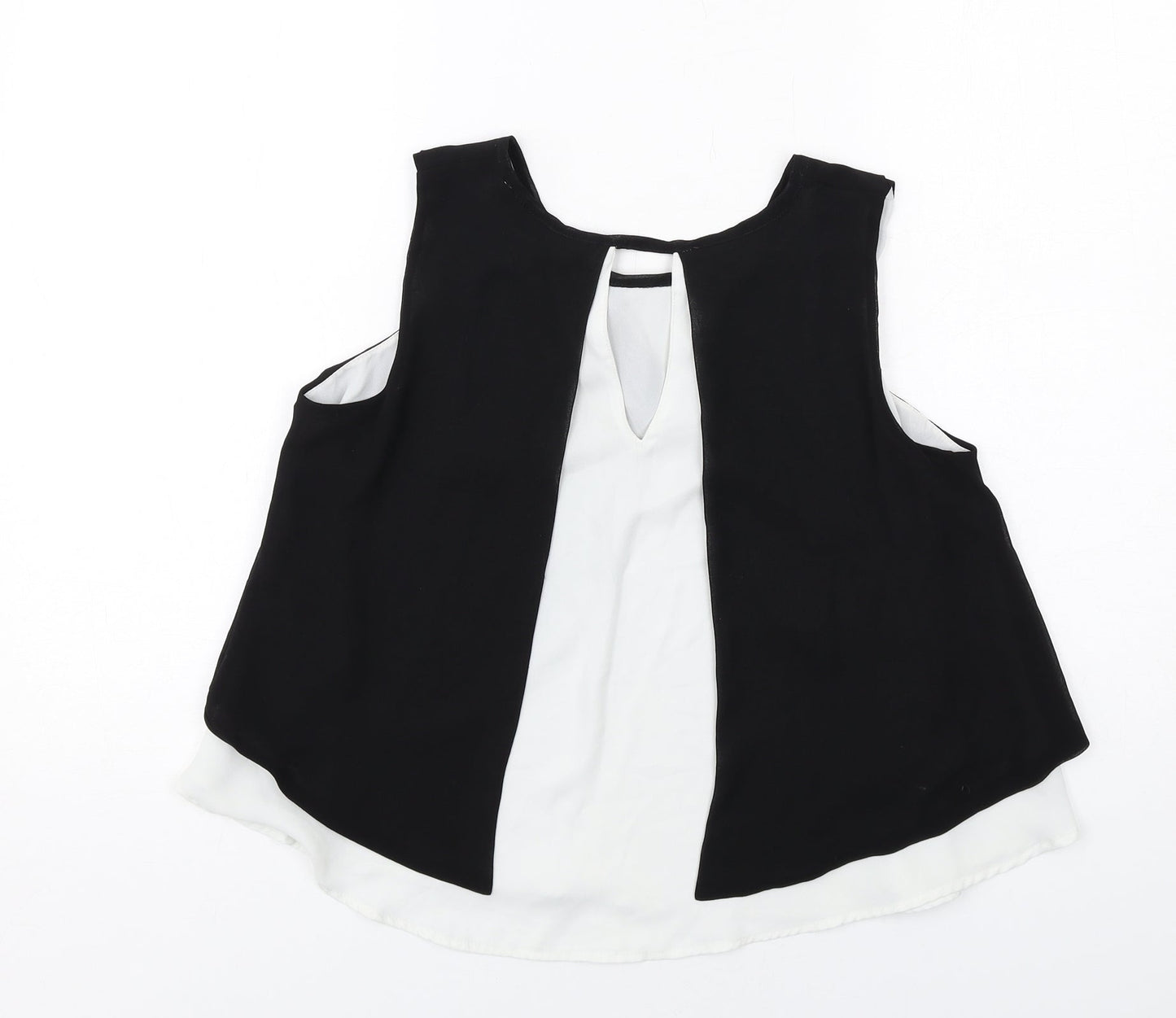 Zara Womens Black Polyester Basic Tank Size S Round Neck