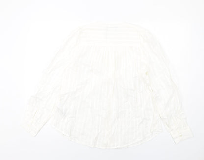 Marks & Spencer Womens White Cotton Basic Button-Up Size 8 Round Neck