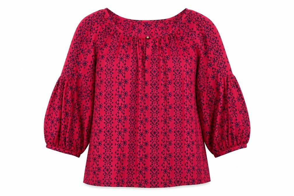 Gap Womens Pink Geometric Polyester Basic Blouse Size M Round Neck