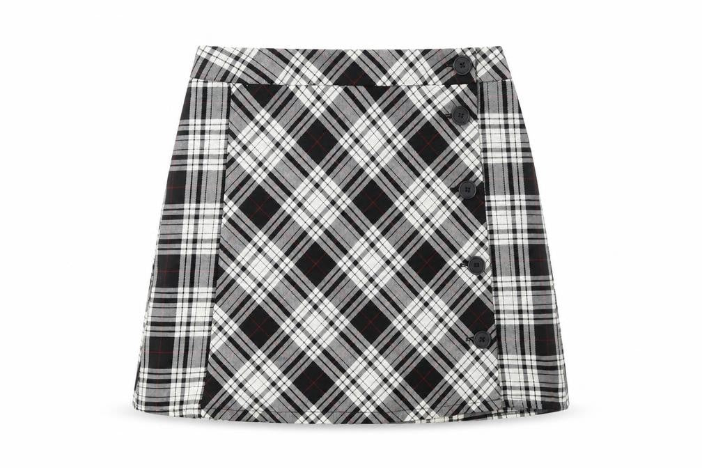 Cooperative Womens Black Plaid Viscose Mini Skirt Size S Button