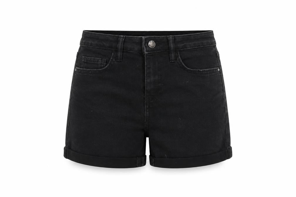 Denim & Co. Womens Black Cotton Boyfriend Shorts Size 6 L3 in Regular Zip