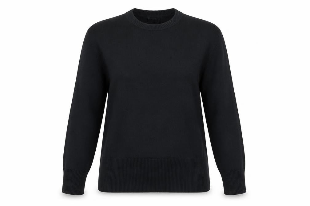 Mobaco Womens Black Round Neck 100% Cotton Pullover Jumper Size 4