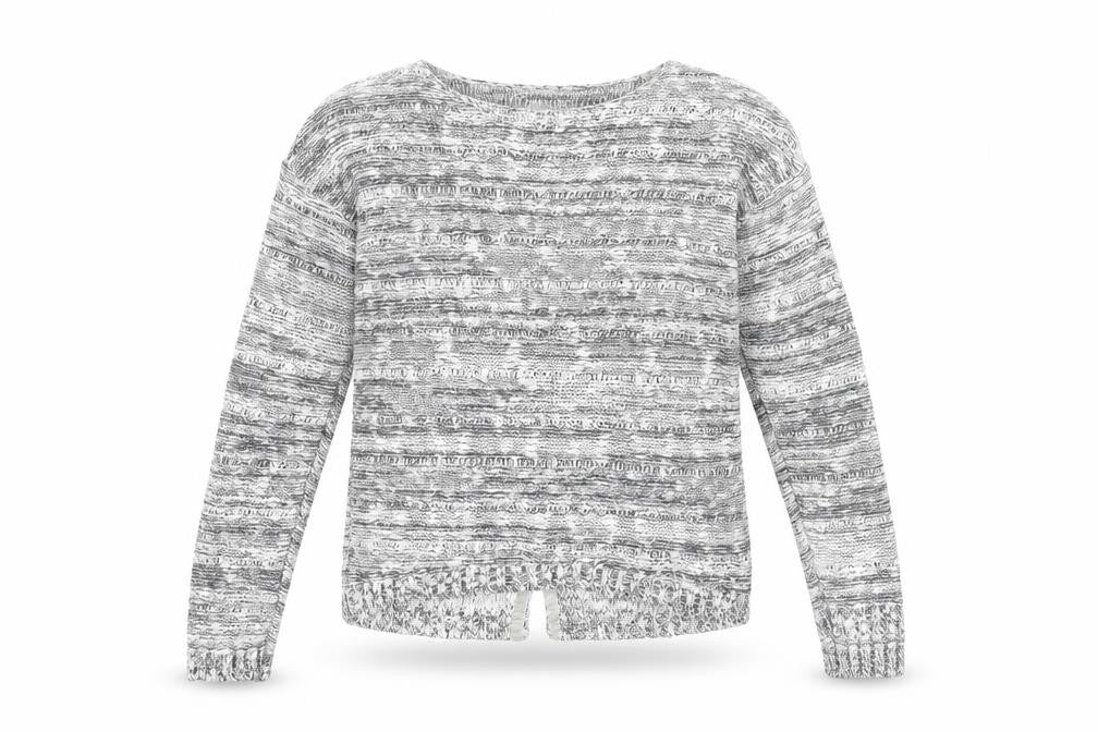 Marks & Spencer Girls Grey Round Neck Geometric Cotton Pullover Jumper Size 5-6 Years Pullover