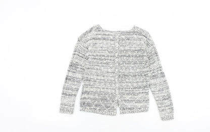 Marks & Spencer Girls Grey Round Neck Geometric Cotton Pullover Jumper Size 5-6 Years Pullover